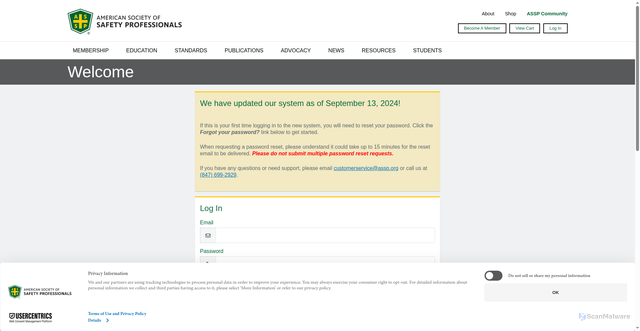 Security scan screenshot of https://my.assp.org