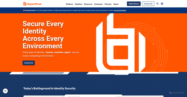 Security scan screenshot of https://www.beyondtrust.com