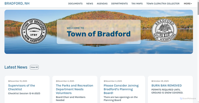 Security scan screenshot of https://bradfordnh.gov/