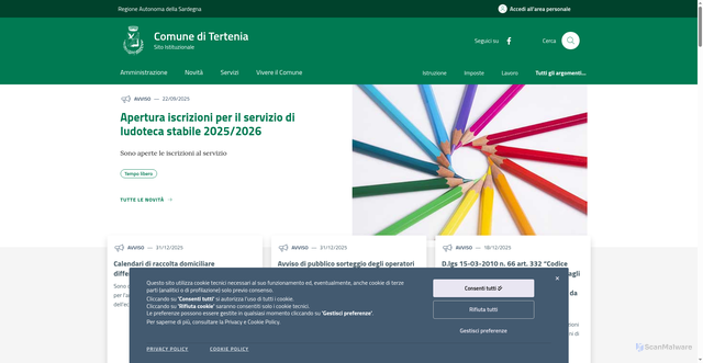 Security scan screenshot of https://comune.tertenia.og.it/