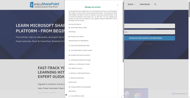 Security scan screenshot of https://enjoysharepoint.com