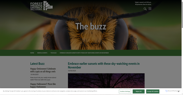Security scan screenshot of https://www.reconnectwithnature.org/news-events/the-buzz/november-sky-watching-2025/