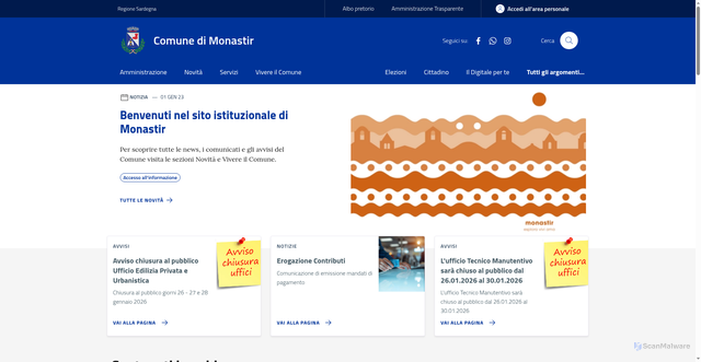 Security scan screenshot of https://www.comune.monastir.su.it/