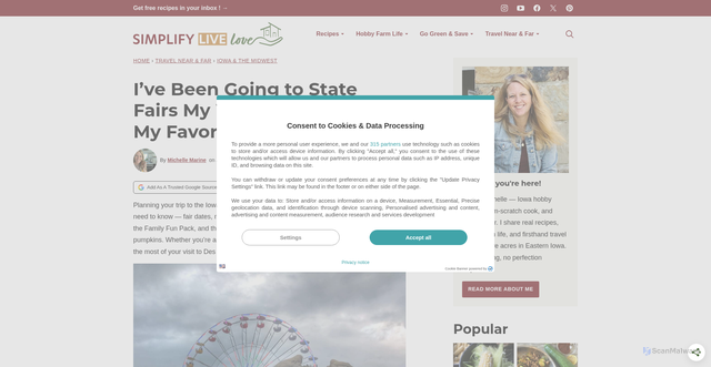 Security scan screenshot of https://simplifylivelove.com/iowa-state-fair-guide/