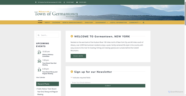 Security scan screenshot of https://germantownny.gov/