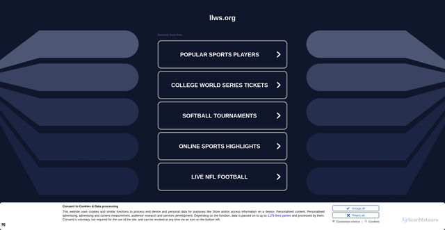 Security scan screenshot of https://www.llws.org/