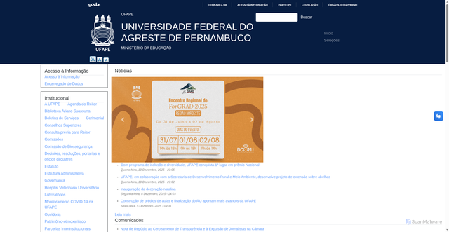 Security scan screenshot of https://ufape.edu.br/