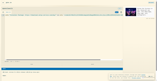 Security scan screenshot of http://glot.io/snippets/hfd3x9ueu5