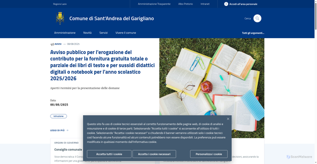 Security scan screenshot of https://www.comune.santandreadelgarigliano.fr.it/