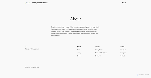 Security scan screenshot of https://airway360education.com/about/