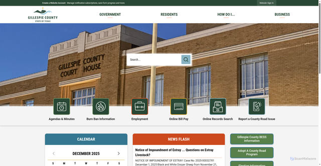 Security scan screenshot of https://gillespiecounty.gov/