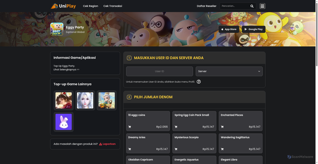 Security scan screenshot of https://isigamenow.com/game/eggy-party