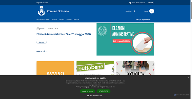 Security scan screenshot of https://www.comune.sorano.gr.it