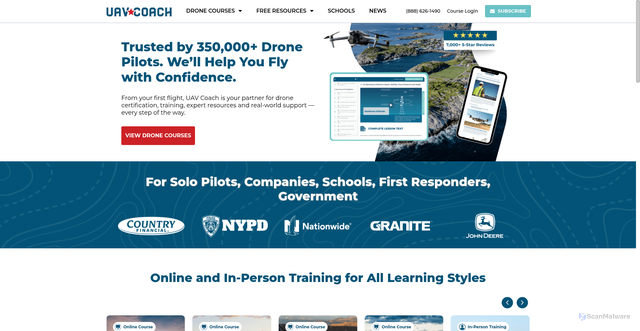 Security scan screenshot of https://uavcoach.com