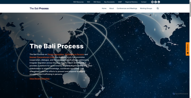 Security scan screenshot of https://www.baliprocess.net/
