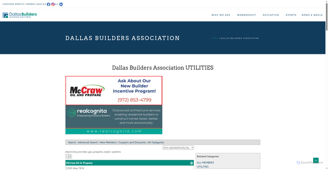 Security scan screenshot of https://web.dallasbuilders.org/UTILITIES