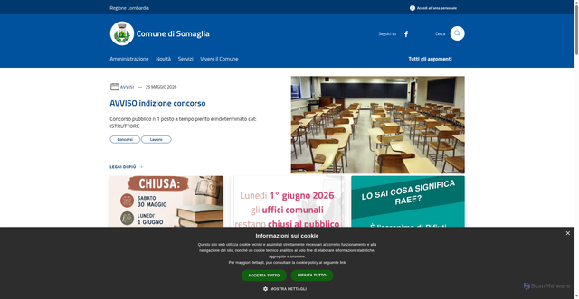 Security scan screenshot of https://www.comune.somaglia.lo.it