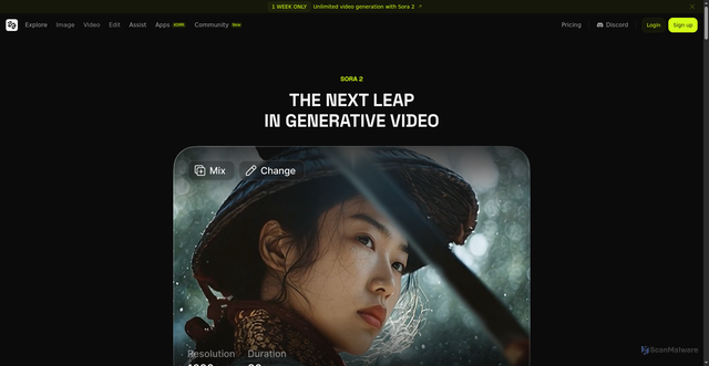 Security scan screenshot of https://higgsfield.ai/sora2-ai-video