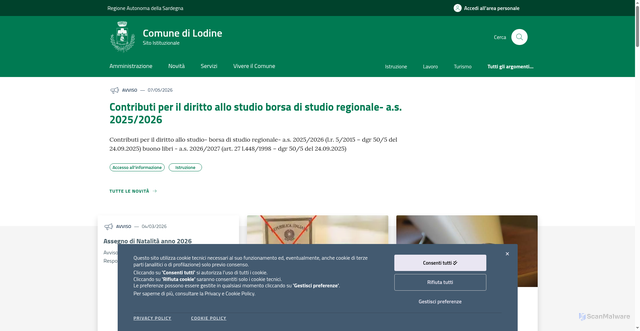 Security scan screenshot of https://www.comunelodine.it