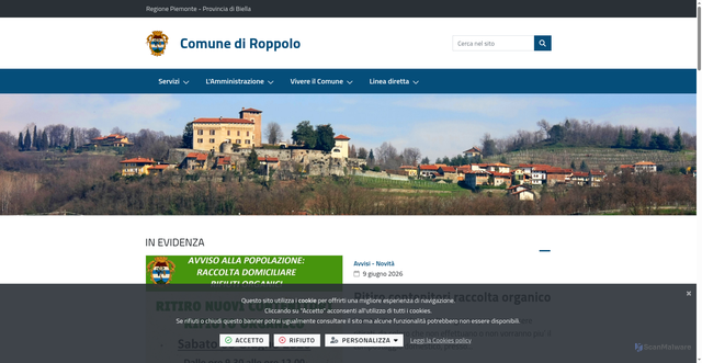 Security scan screenshot of https://www.comune.roppolo.bi.it