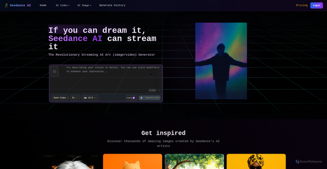 Security scan screenshot of https://www.seedance.ai/