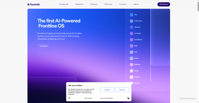Security scan screenshot of https://www.fountain.com