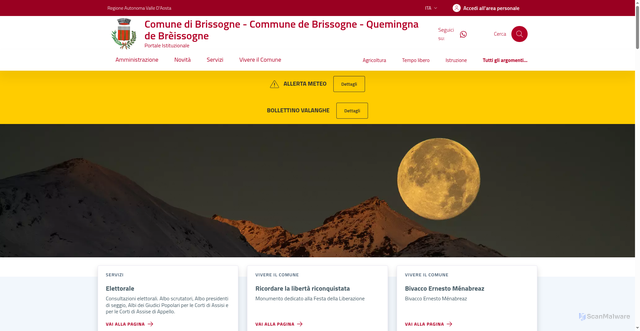 Security scan screenshot of https://comune.brissogne.ao.it/