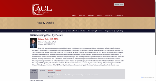 Security scan screenshot of https://aclstudygroup.org/Biennial-Meeting/FacultyDetails/102693