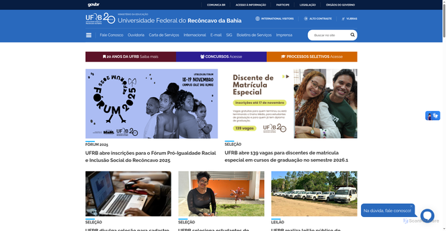 Security scan screenshot of https://ufrb.edu.br/portal/