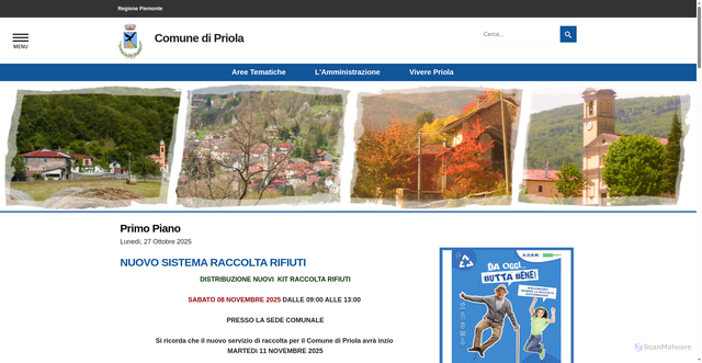 Security scan screenshot of https://www.comune.priola.cn.it/