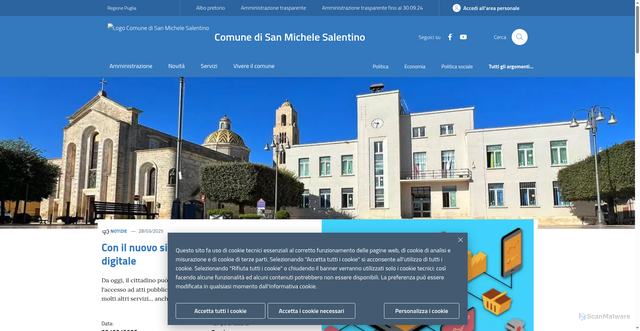 Security scan screenshot of https://www.comune.sanmichelesalentino.br.it/