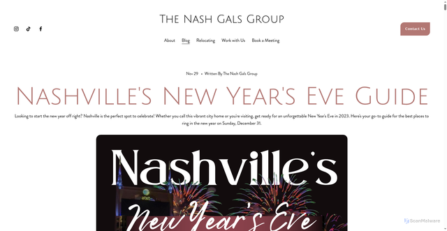 Security scan screenshot of https://www.thenashgalsgroup.com/blog/nashvilles-new-years-eve-guide