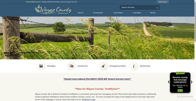 Security scan screenshot of https://waynecountyne.gov/