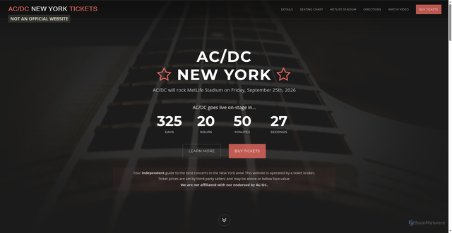 Security scan screenshot of https://www.acdcnewyork.com/