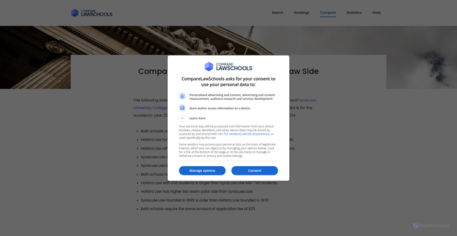 Security scan screenshot of https://www.comparelawschools.com/compare/hofstra-university-school-of-law-vs-syracuse-university-college-of-law/