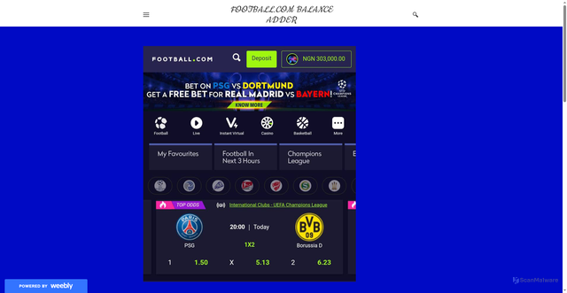 Security scan screenshot of https://footballcombalanceadder.weebly.com/