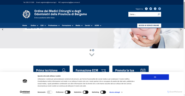 Security scan screenshot of https://www.omceo.bg.it/