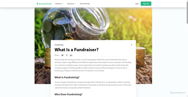 Security scan screenshot of https://www.successfund.com/blog/what-is-a-fundraiser