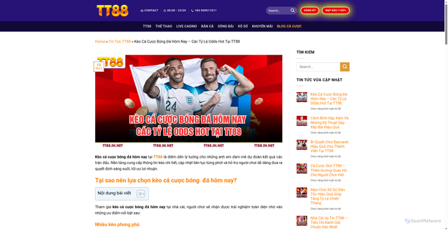 Security scan screenshot of https://tt88game.online/keo-ca-cuoc-bong-da-hom-nay/