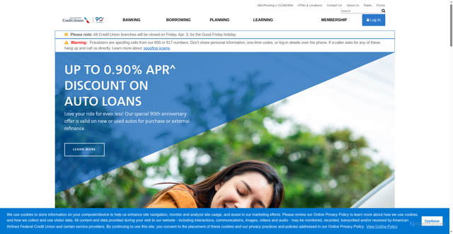 Security scan screenshot of https://www.aacreditunion.org