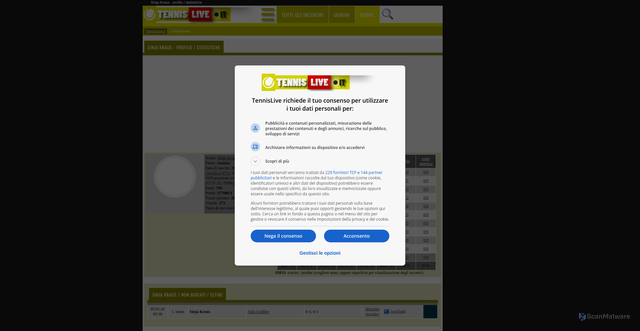 Security scan screenshot of https://www.tennislive.it/wta/sinja-kraus/