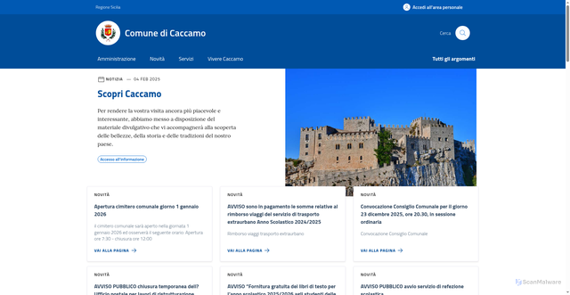Security scan screenshot of https://comune.caccamo.pa.it/
