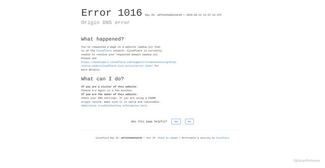 Security scan screenshot of https://wadua.io