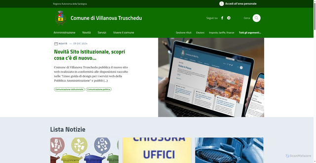 Security scan screenshot of https://comune.villanovatruschedu.or.it/
