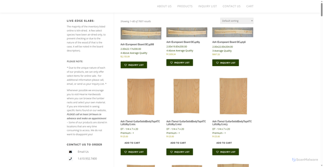 Security scan screenshot of https://store.hearnehardwoods.com