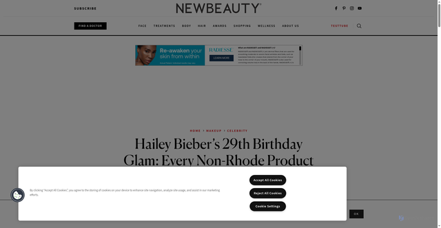 Security scan screenshot of https://www.newbeauty.com/hailey-bieber-29th-birthday-makeup/