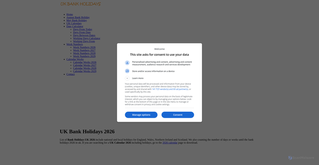 Security scan screenshot of https://www.uk-bankholidays.co.uk