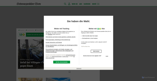 Security scan screenshot of https://www.schwarzwaelder-bote.de