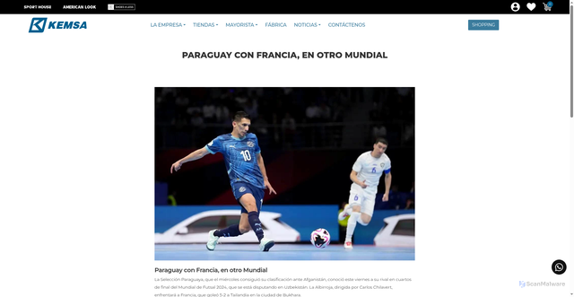 Security scan screenshot of https://www.kemsa.com.py/post/1670/paraguay-con-francia-en-otro-mundial