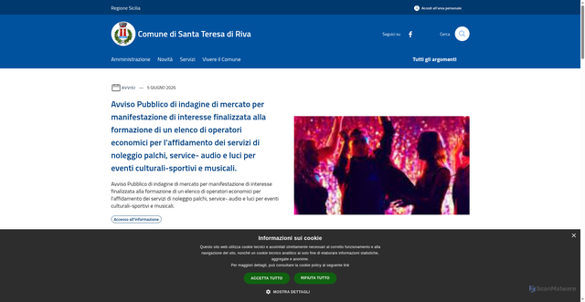 Security scan screenshot of https://www.comune.santateresadiriva.me.it/